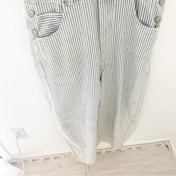 We The Free Good Luck Striped Barrel Overalls in indigo railroad size medium - Picture 5 of 9